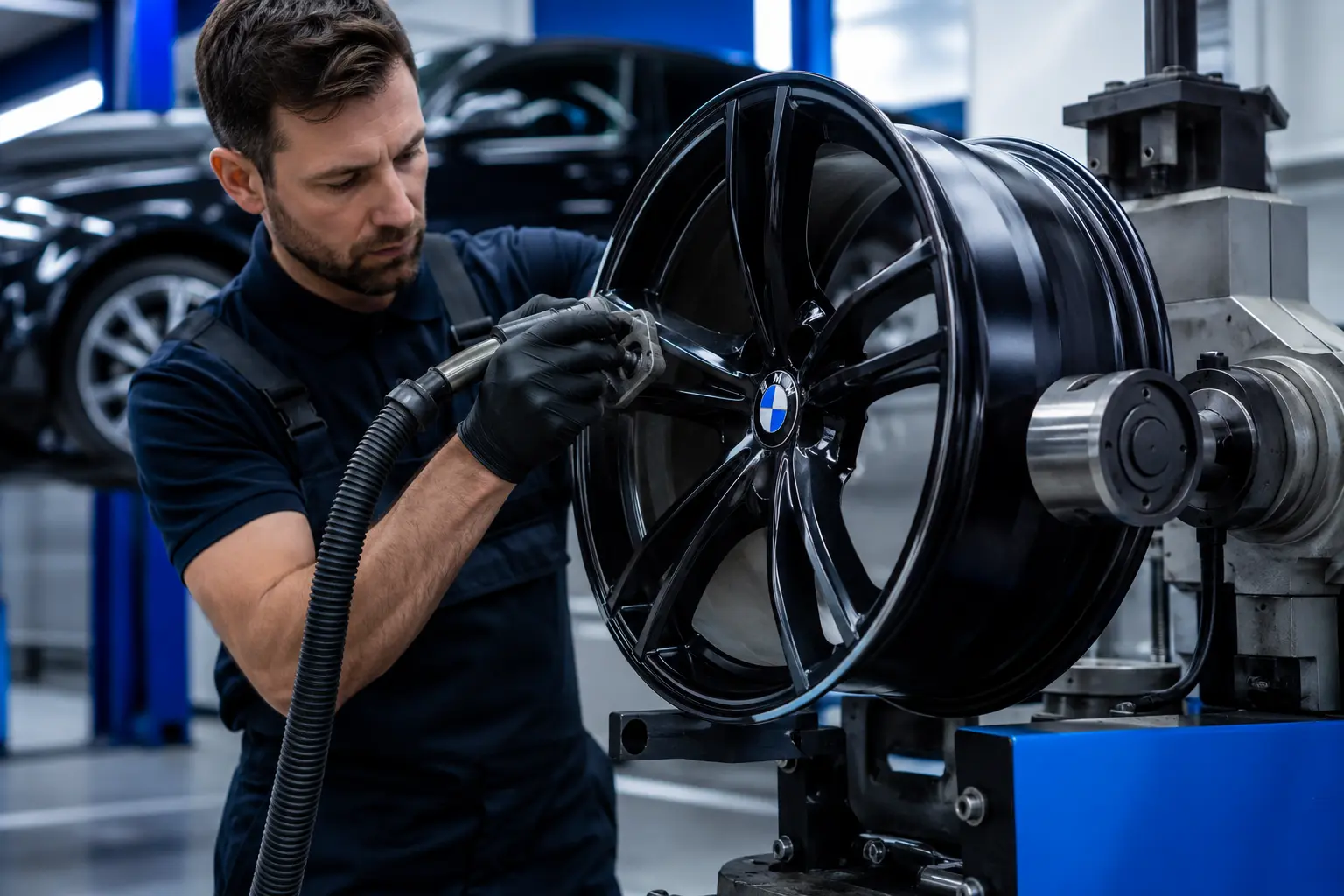 Alloy wheel repair workshop in Telford — Alloy Black Wheels specialists at work