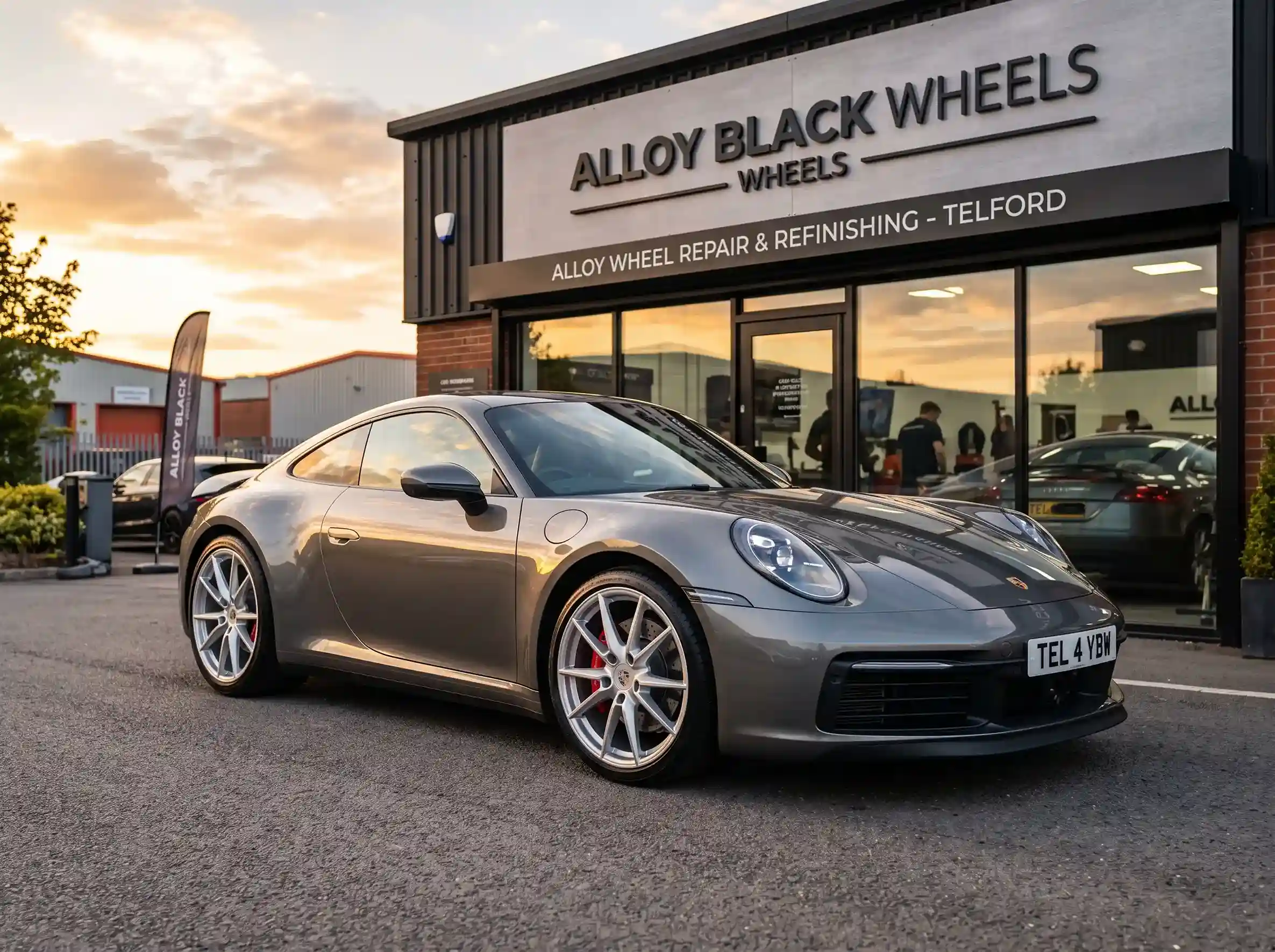 Car fitted with freshly resprayed alloy wheels in Telford